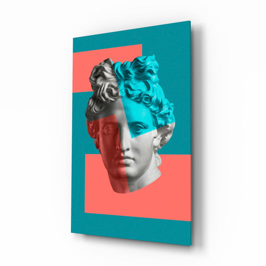 Coral Teal Split Apollo Glass Wall Art