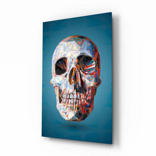 Geometric Crystal Low Poly Skull Glass Wall Art
