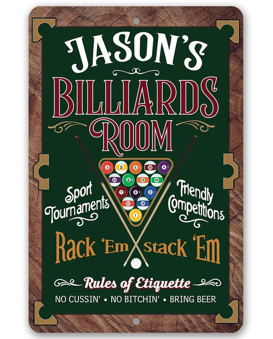 Personalized - Billiards Room Rack"Em Stack 'Em - Metal Sign