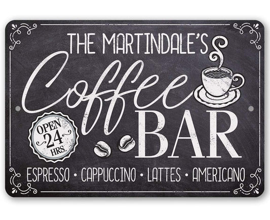 Personalized - Coffee Bar Open 24 Hours - Metal Sign