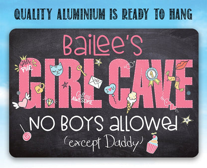 Personalized - Girl Cave - Metal Sign