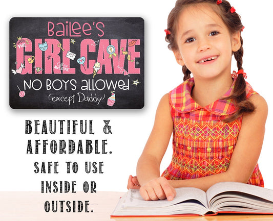 Personalized - Girl Cave - Metal Sign