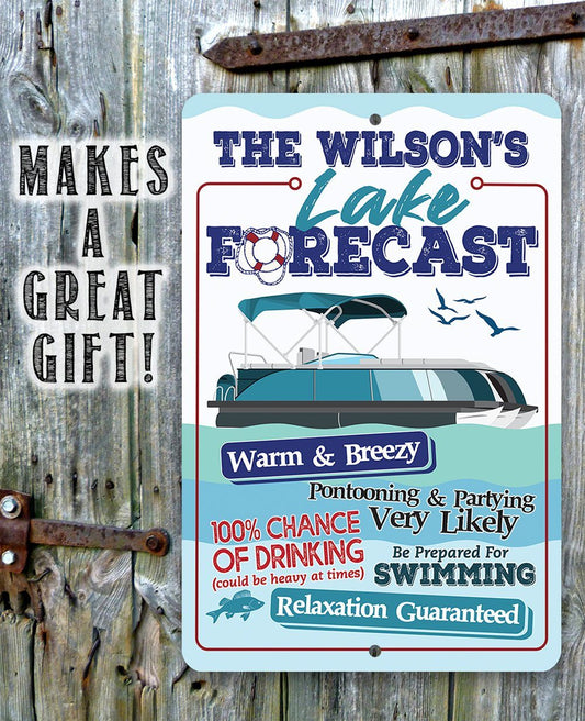Personalized - Lake Forecast Pontoon - Metal Sign