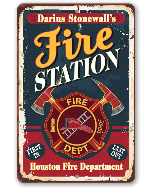 Personalized - Fire Station - Metal Sign