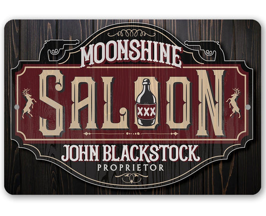 Personalized - Moonshine Saloon - Metal Sign