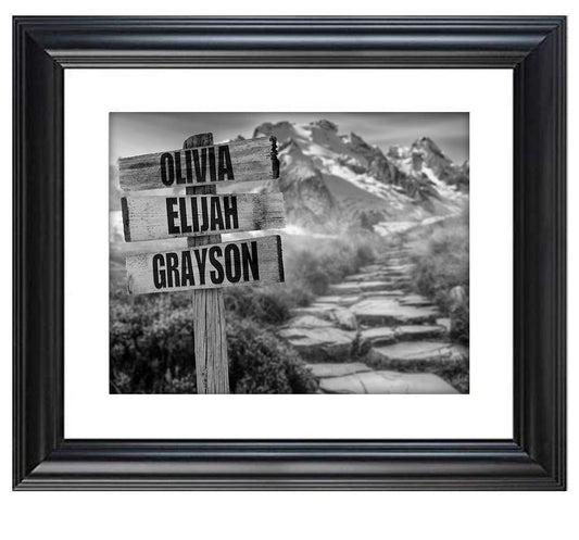 Personalized - Names Sign Post Art - Mountain Path - Print or Canvas