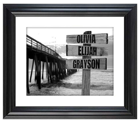 Personalized - Names Sign Post Art - Pier - Print or Canvas