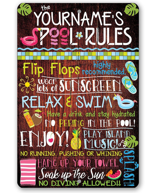 Personalized - Pool Rules - Metal Sign