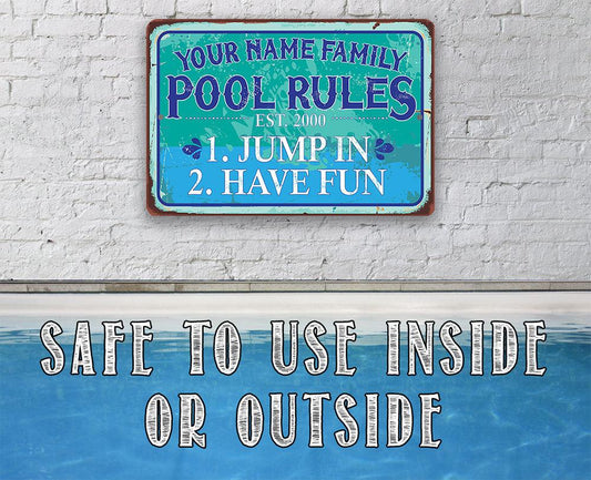 Personalized - Pool Side - Metal Sign