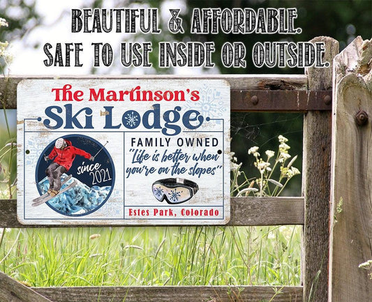 Personalized - Ski Lodge - Metal Sign