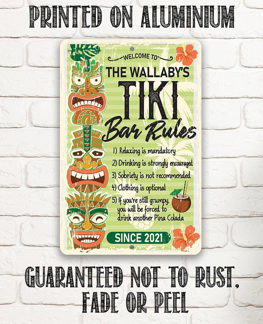 Personalized - Tiki Bar Rules - Metal Sign