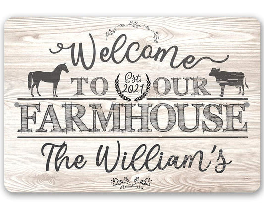 Personalized - Welcome To Our Farmhouse - Metal Sign