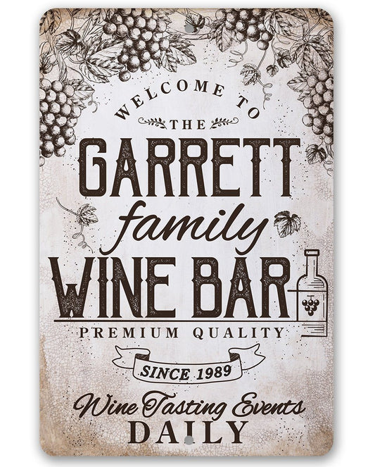 Personalized - Wine Bar - Metal Sign