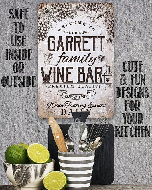 Personalized - Wine Bar - Metal Sign