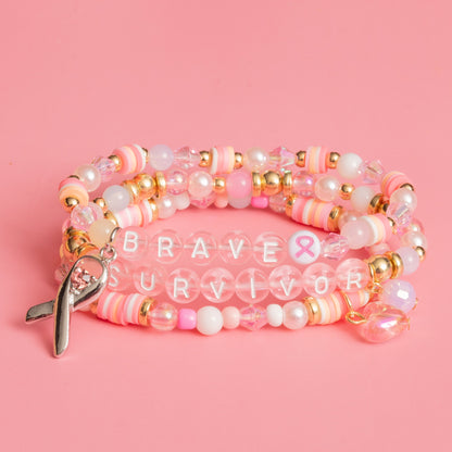 Susan G. Komen Breast Cancer Awareness Pink Ribbon & Letter Bead Box
