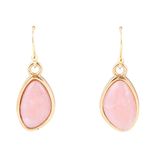 Pink Opal Golden Drop Earrings Otarealm