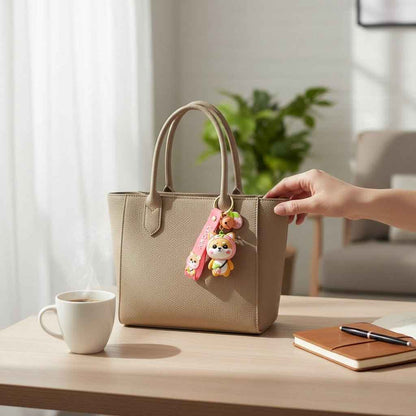 Pink Strawberry Shiba Inu Keychain, Zinc Alloy Keyring, Cute Kawaii Bag Charm, Everyday Purse Accessory Gift For Women