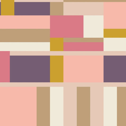 Pink and Purple American Bold Oak Park Cotton 44/45 Fabric Per Yard