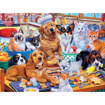Playful Paws - Baking Cookoff 300 Piece EZ Grip Puzzle by MasterPieces | Adorable Kitten and Puppy Jigsaw Puzzle