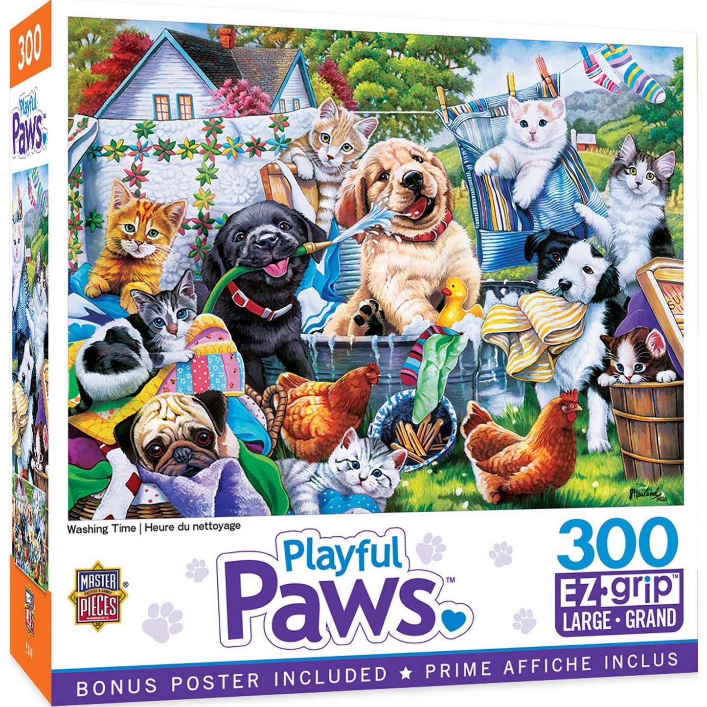 Playful Paws - Washing Time 300 Piece EZ Grip Puzzle by Masterpieces Puzzles