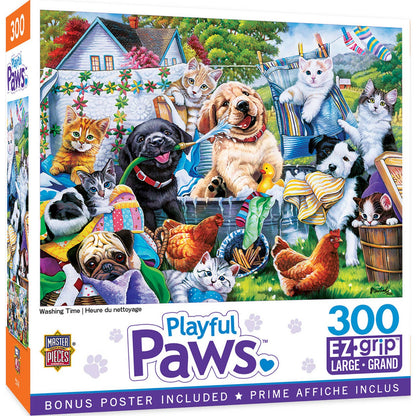 Playful Paws - Washing Time 300 Piece EZ Grip Puzzle by Masterpieces Puzzles