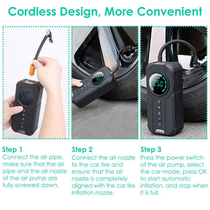 Portable Car Compressor Wireless Electric Air Pump 150 PSI with LED Light Otarealm