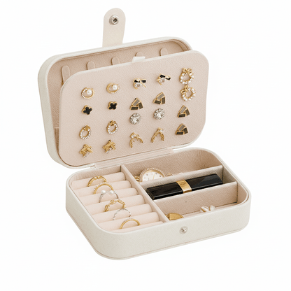 Portable Travel Jewelry Box Small PU Leather Organizer Case