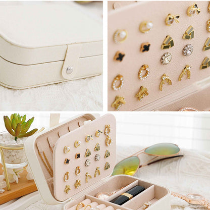 Portable Travel Jewelry Box Small PU Leather Organizer Case