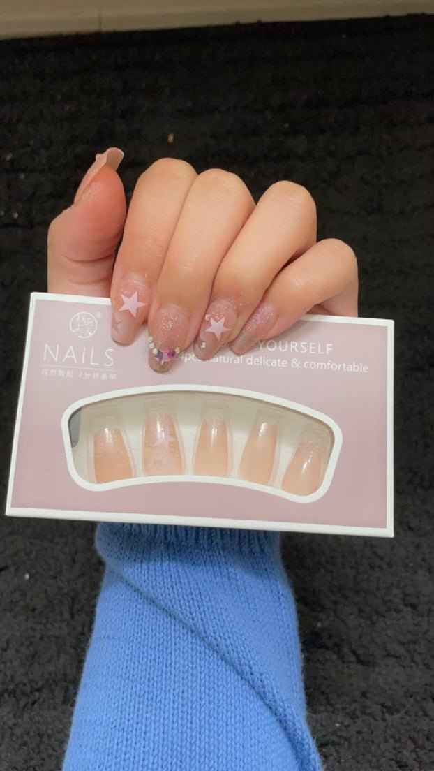 Luxury Full Cover Press-On Nails, 24-Piece Artificial Nail Set