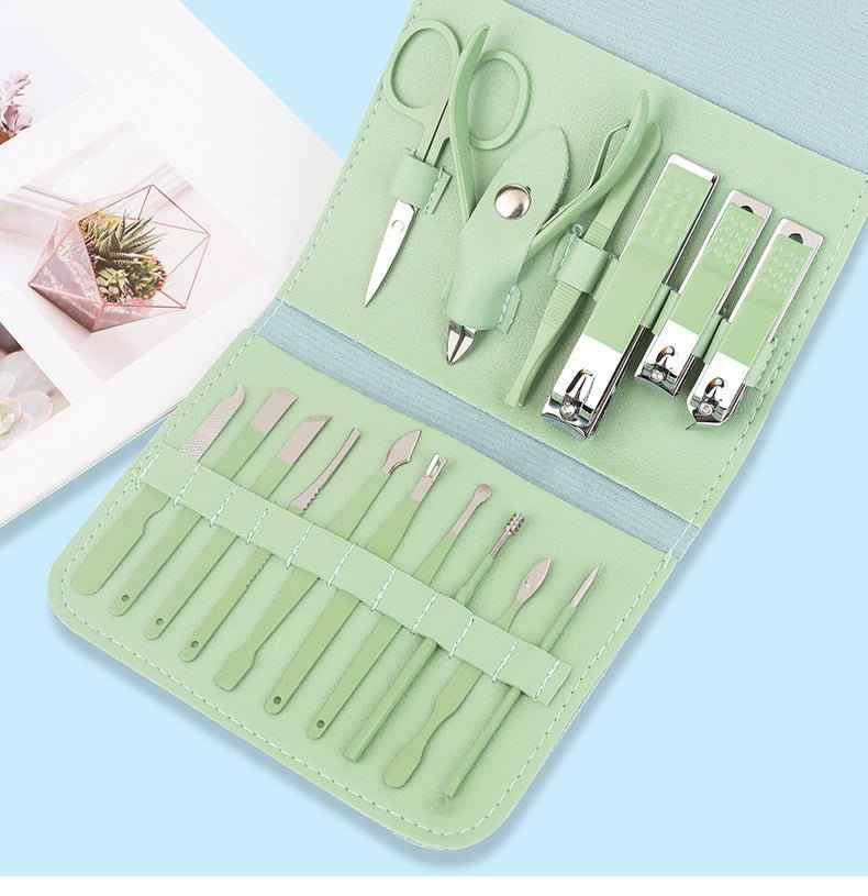 16 Piece Manicure Pedicure Set Carbon Steel Travel Grooming Kit