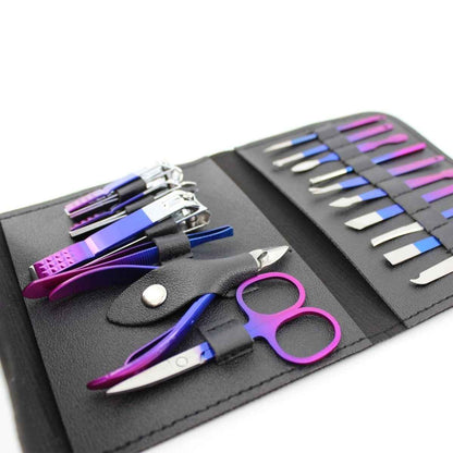 16 Piece Manicure Pedicure Set Carbon Steel Travel Grooming Kit