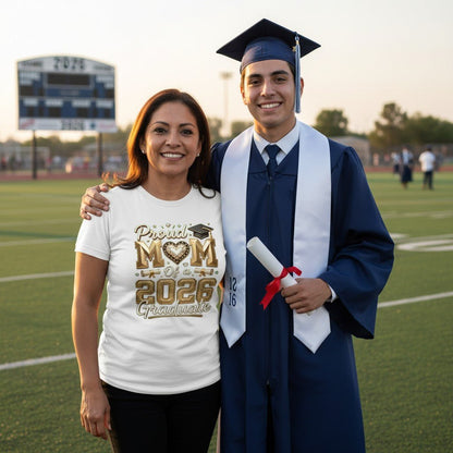 Proud Mom 2026 Graduate T-Shirt 100% Cotton Casual Top