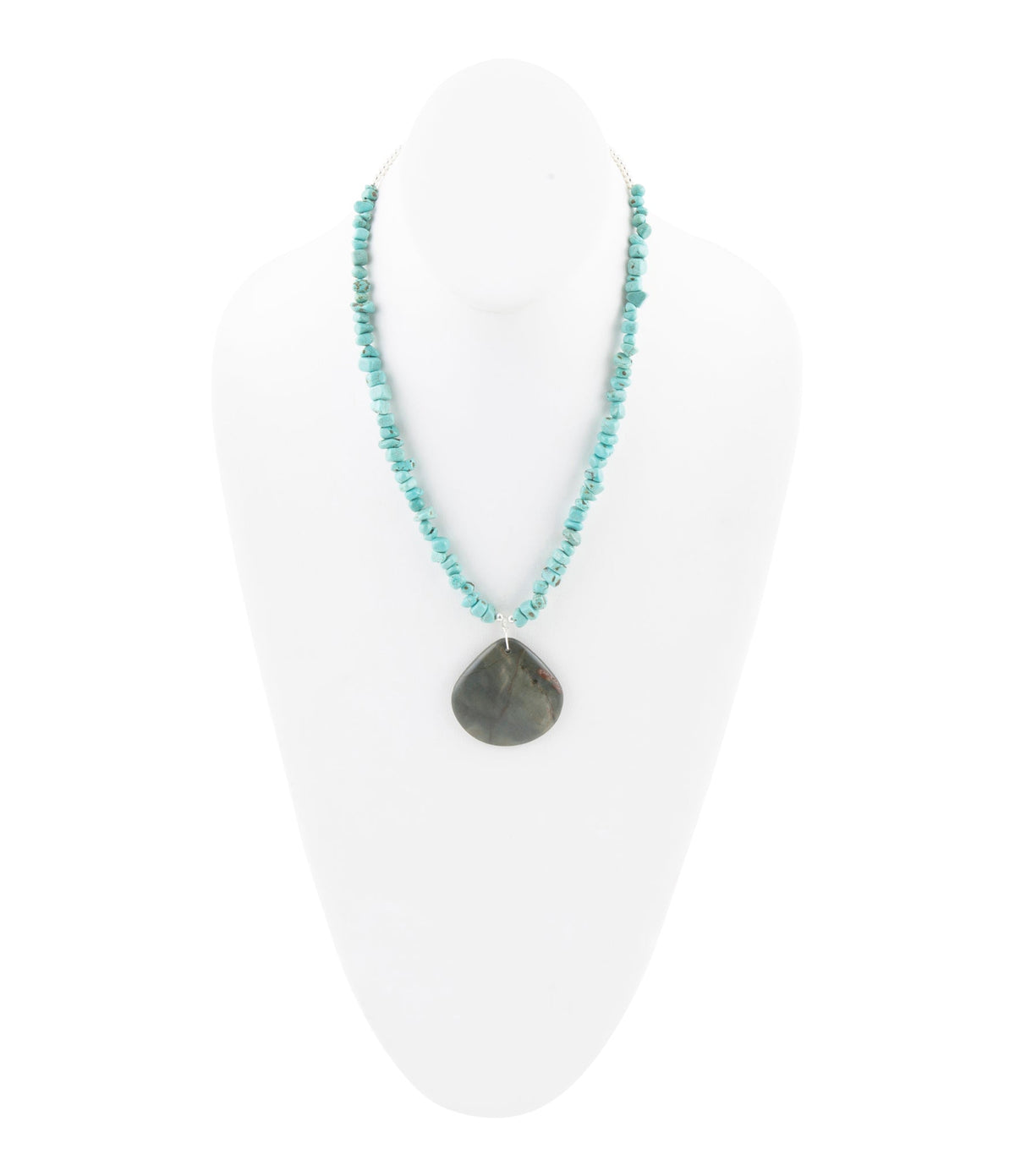 Pueblo Blue Turquoise Magnesite and Jasper Sterling Silver Necklace