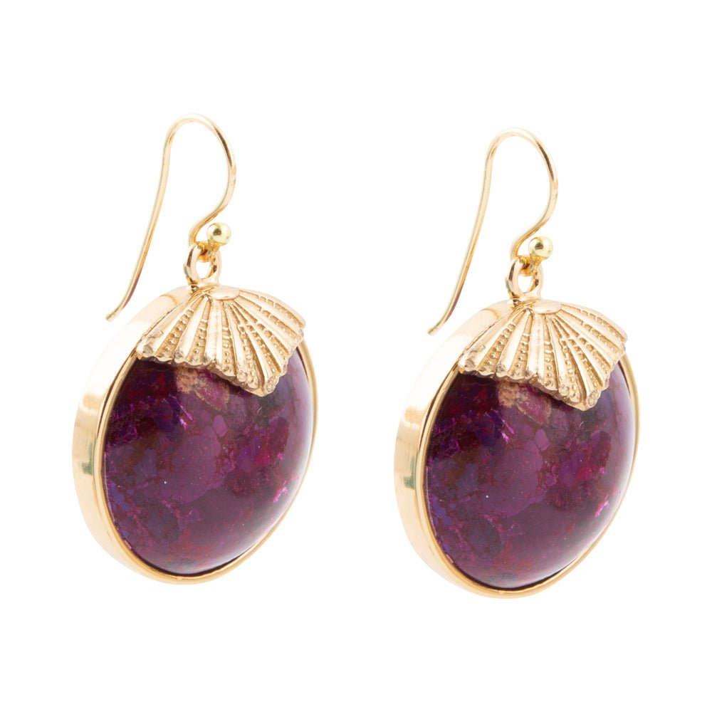 Purple Turquoise Circle Golden Drop Earrings Otarealm