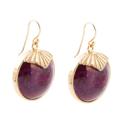 Purple Turquoise Circle Golden Drop Earrings Otarealm