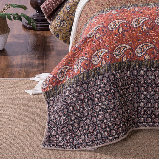 Tache Sunset Blooms Floral Patchwork Cotton Multi color Bedspread Quilt Set (JHW-825)