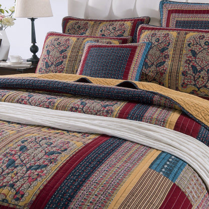 Tache Vineyard Cottage Floral Lightweight Patchwork Bedspread Quilt Set (JHW-827)