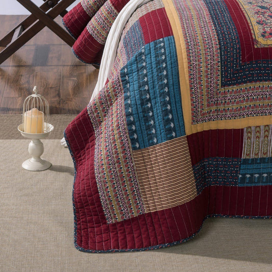 Tache Vineyard Cottage Floral Lightweight Patchwork Bedspread Quilt Set (JHW-827)