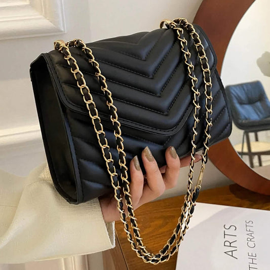 Quilted Pattern Flap Chain Square Bag Otarealm