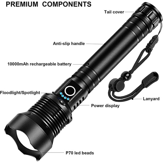 Rechargeable LED Flashlights 90000 Lumens Otarealm