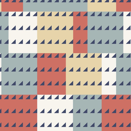 Red and Navy American Bold Imperial Cotton 44/45 Fabric Per Yard