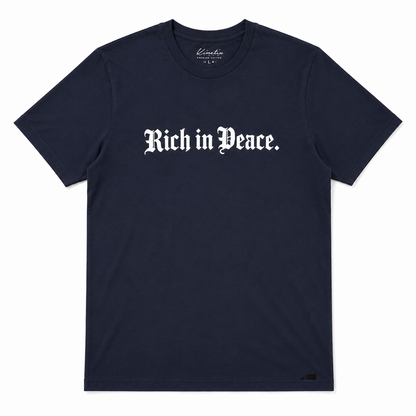 Rich in Peace Organic Tee (White with Navy print)