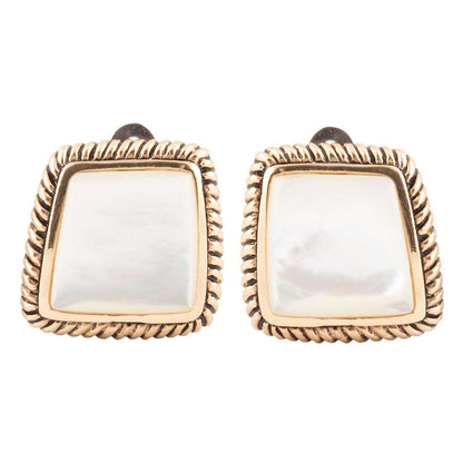 Roped Mother of Pearl Golden Clip Earrings Otarealm