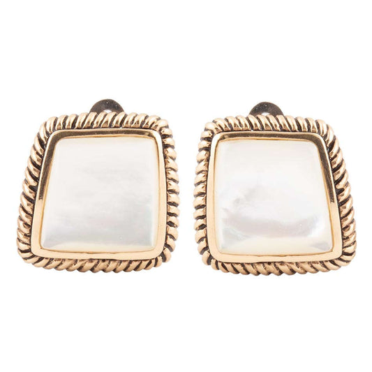 Roped Mother of Pearl Golden Clip Earrings Otarealm
