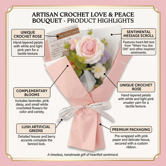 Rose Crochet Bouquet Romantic Gift for Girlfriend