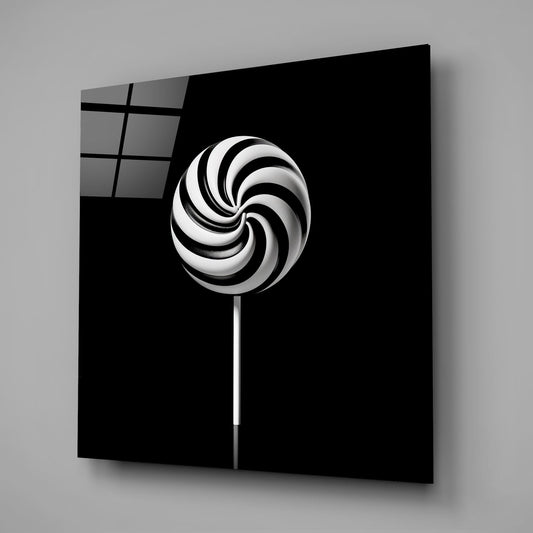 Black and White Swirl Lollipop Glass Wall Art