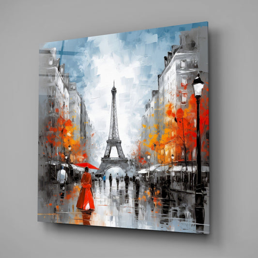 Autumn Leaves Paris Avenue Glass Wall Art