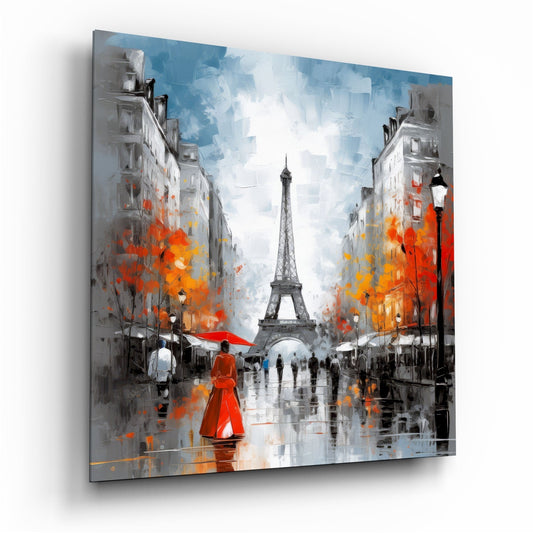 Autumn Leaves Paris Avenue Glass Wall Art