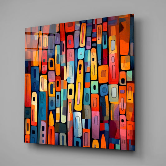 Stacked Color Blocks Mosaic Glass Wall Art