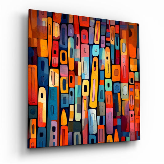 Stacked Color Blocks Mosaic Glass Wall Art